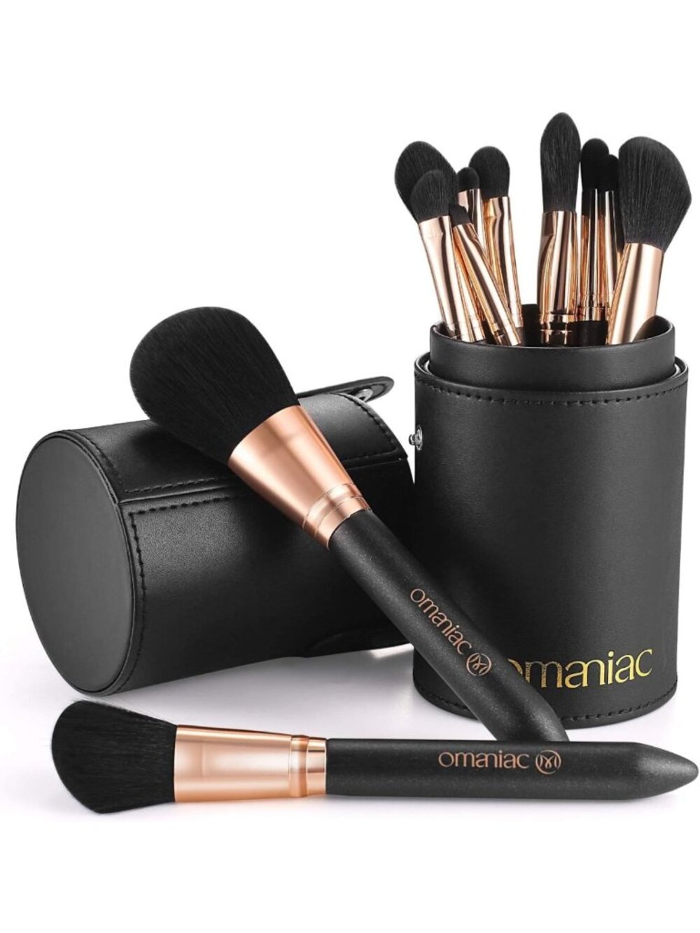 Professional Makeup Brush Set - 12 Pearlescent Wood Handles, Cruelty-Free
